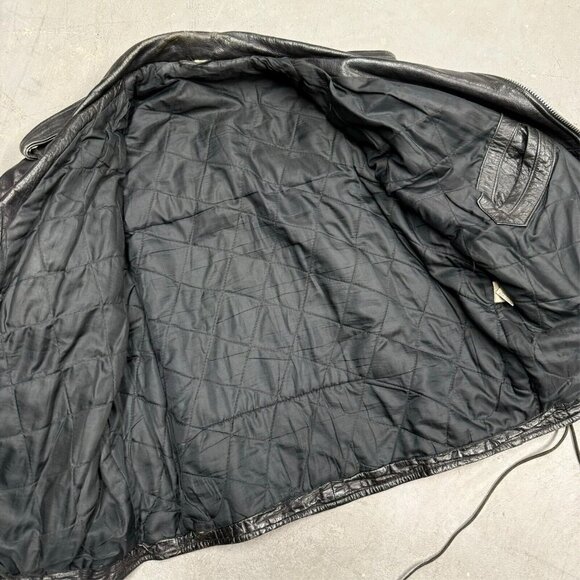 Classic Black Leather Bomber Jacket - Picture 8 of 11